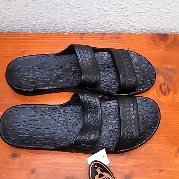 NEW PALI HAWAII UNISEX BLACK RUBBER WATERPROOF COMFORTABLE SLIDE SANDAL SIZE 12 - Picture 3 of 8